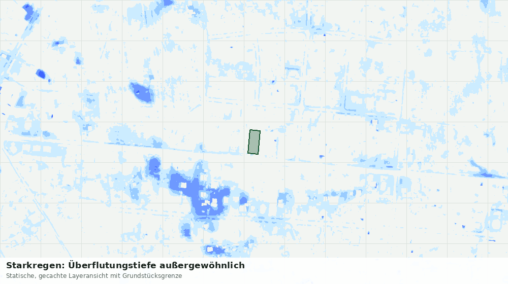 Statische Kartenansicht: Starkregen: Überflutungstiefe außergewöhnlich