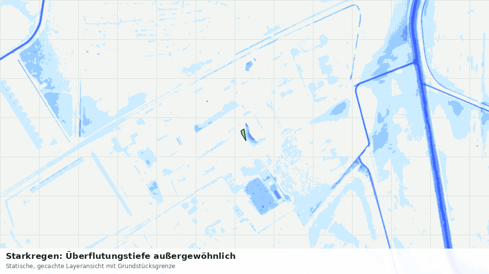 Statische Kartenansicht: Starkregen: Überflutungstiefe außergewöhnlich