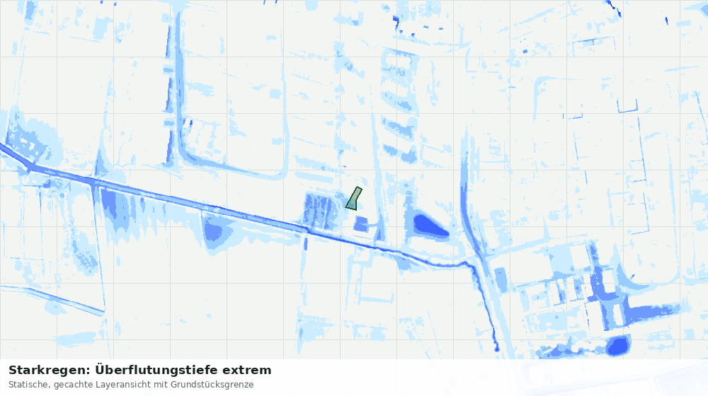 Statische Kartenansicht: Starkregen: Überflutungstiefe extrem