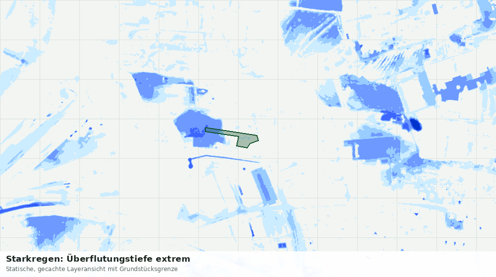 Statische Kartenansicht: Starkregen: Überflutungstiefe extrem