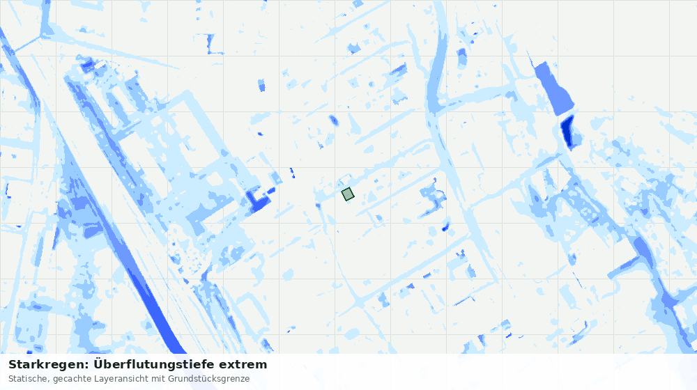 Statische Kartenansicht: Starkregen: Überflutungstiefe extrem
