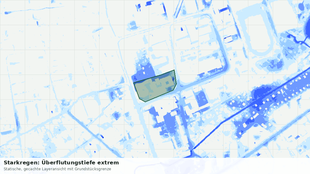 Statische Kartenansicht: Starkregen: Überflutungstiefe extrem