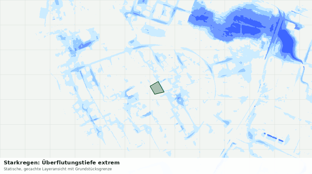 Statische Kartenansicht: Starkregen: Überflutungstiefe extrem