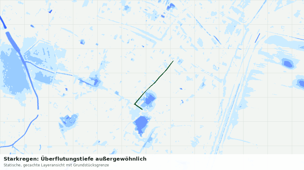 Statische Kartenansicht: Starkregen: Überflutungstiefe außergewöhnlich
