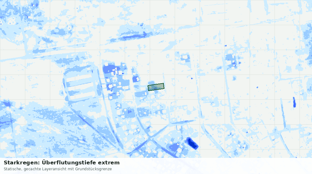 Statische Kartenansicht: Starkregen: Überflutungstiefe extrem