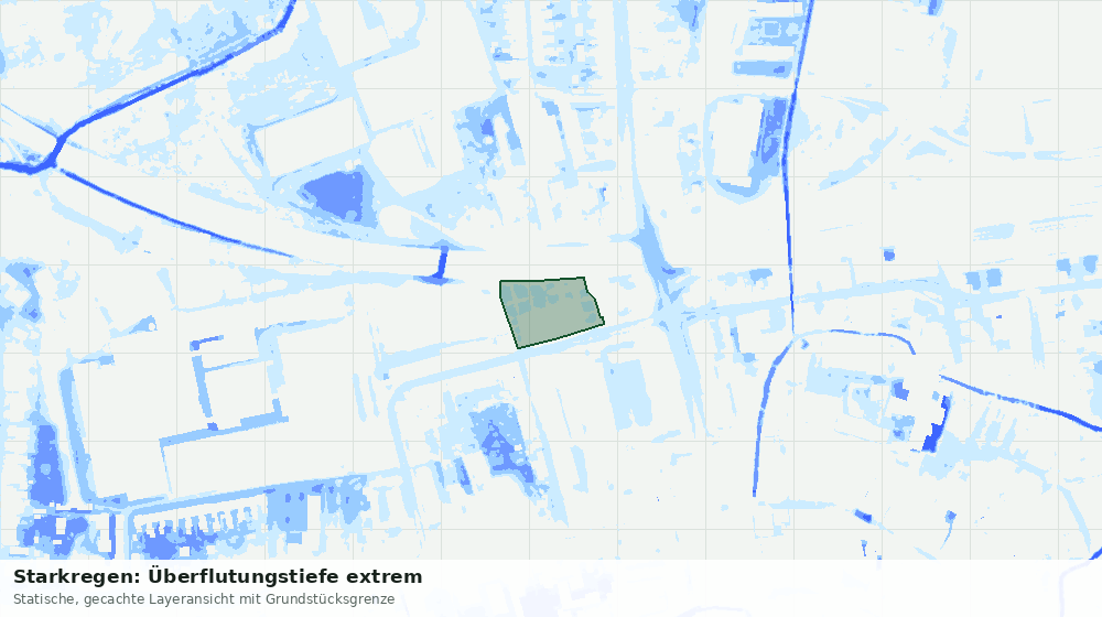 Statische Kartenansicht: Starkregen: Überflutungstiefe extrem