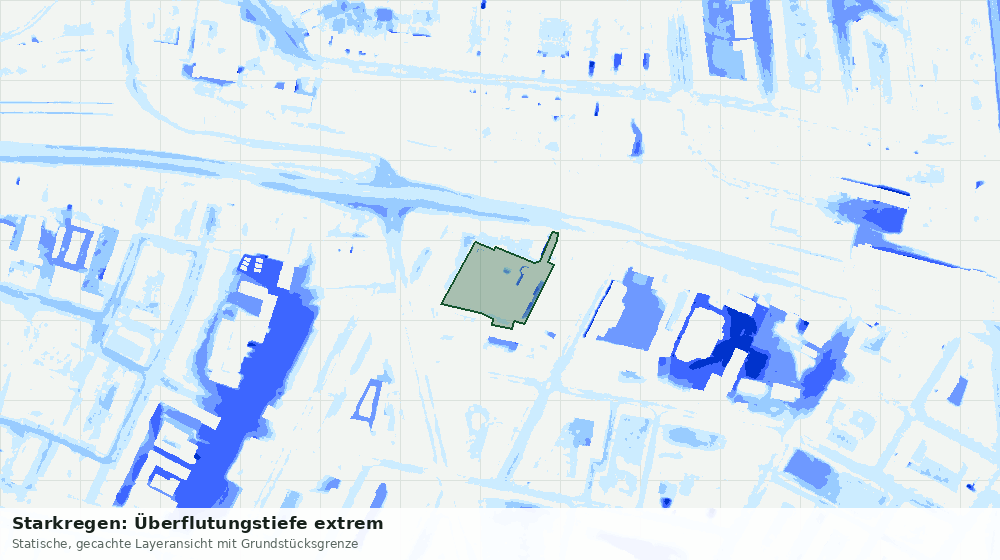 Statische Kartenansicht: Starkregen: Überflutungstiefe extrem