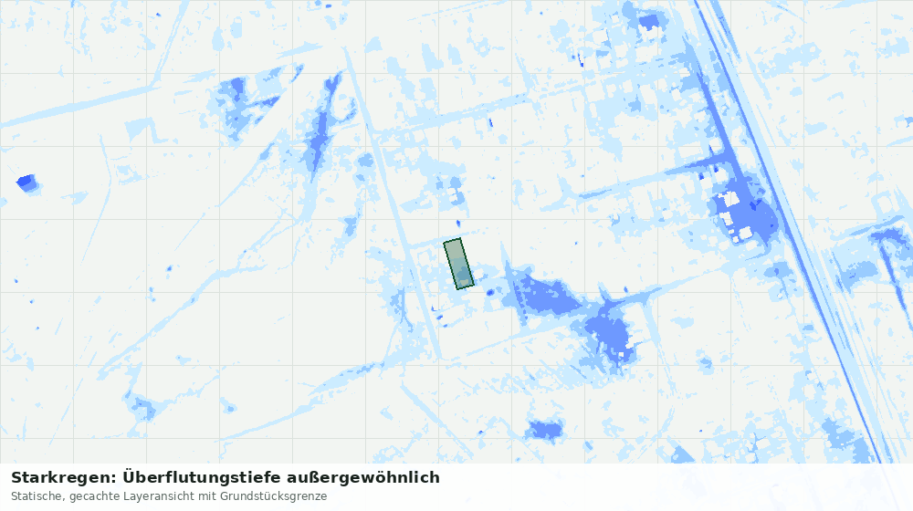 Statische Kartenansicht: Starkregen: Überflutungstiefe außergewöhnlich