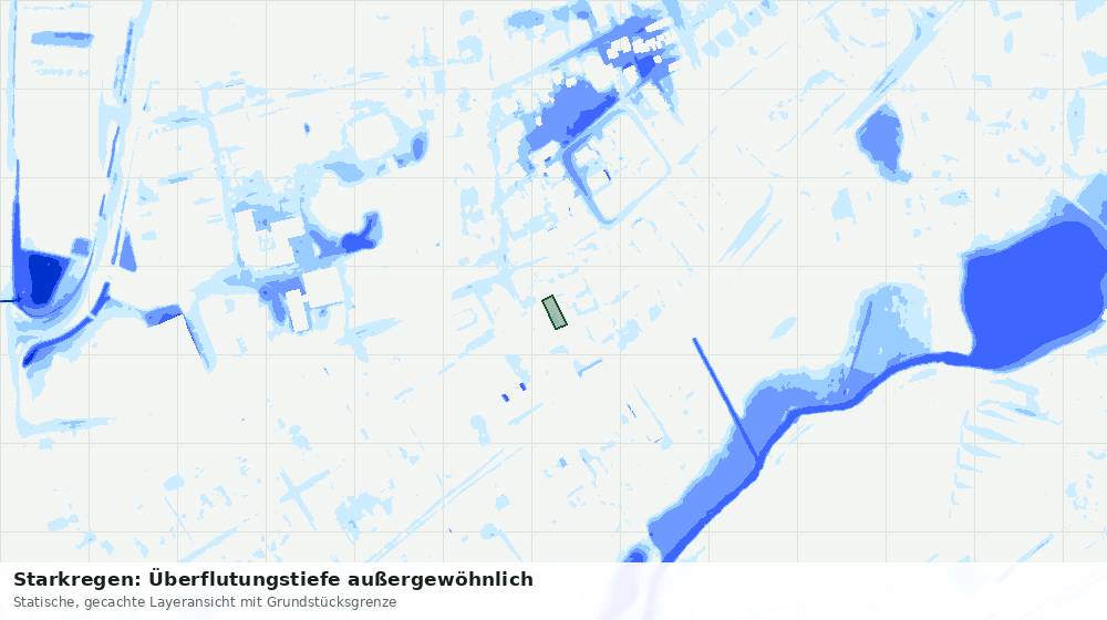 Statische Kartenansicht: Starkregen: Überflutungstiefe außergewöhnlich