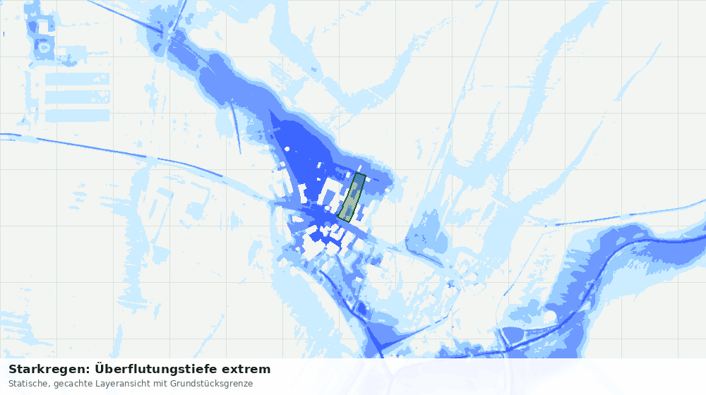 Statische Kartenansicht: Starkregen: Überflutungstiefe extrem