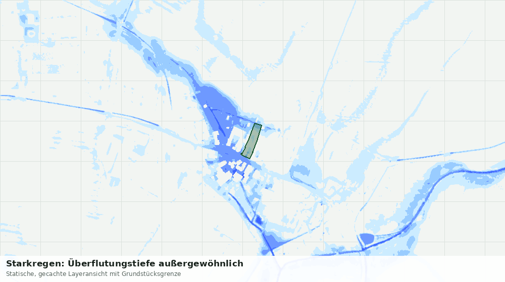 Statische Kartenansicht: Starkregen: Überflutungstiefe außergewöhnlich