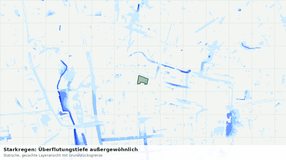 Statische Kartenansicht: Starkregen: Überflutungstiefe außergewöhnlich