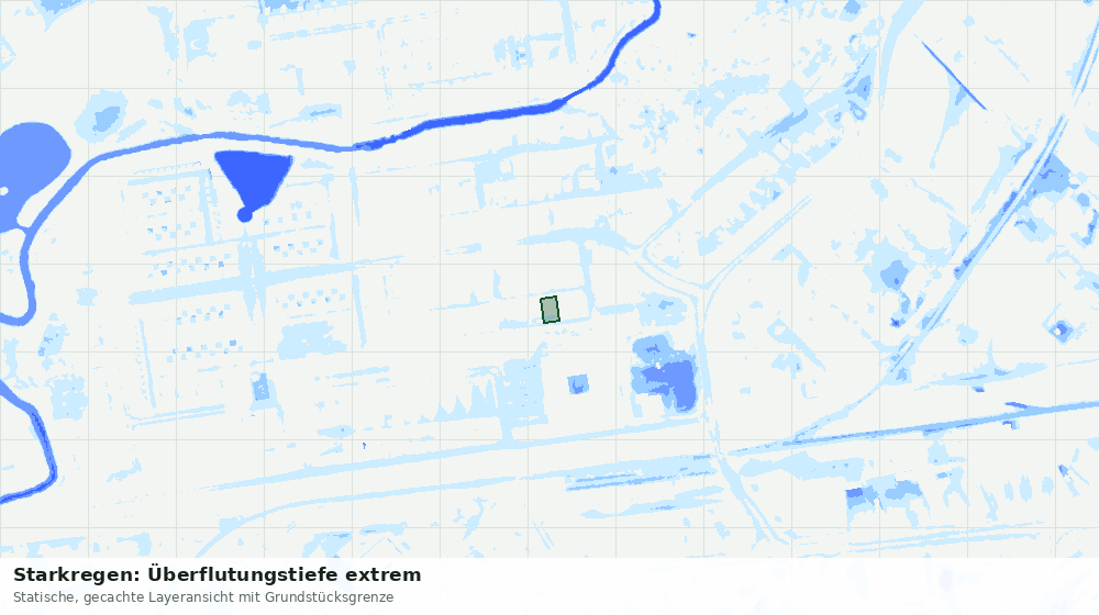 Statische Kartenansicht: Starkregen: Überflutungstiefe extrem
