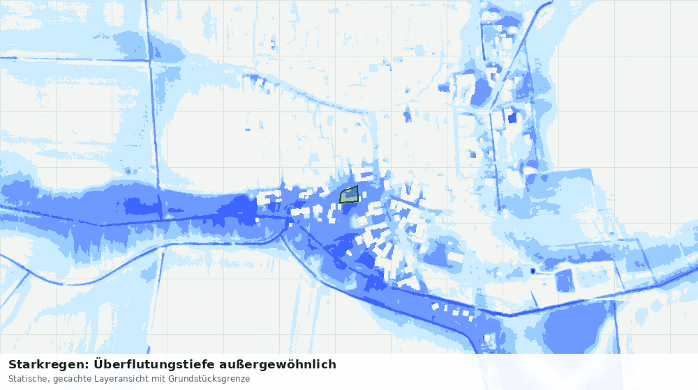 Statische Kartenansicht: Starkregen: Überflutungstiefe außergewöhnlich