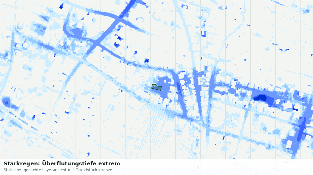Statische Kartenansicht: Starkregen: Überflutungstiefe extrem