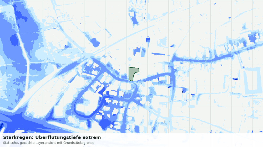 Statische Kartenansicht: Starkregen: Überflutungstiefe extrem