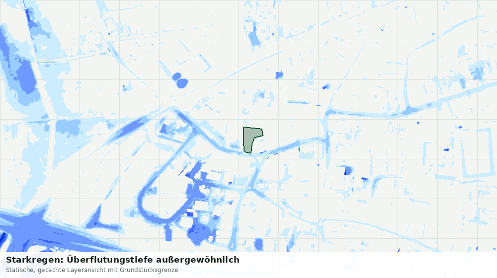 Statische Kartenansicht: Starkregen: Überflutungstiefe außergewöhnlich