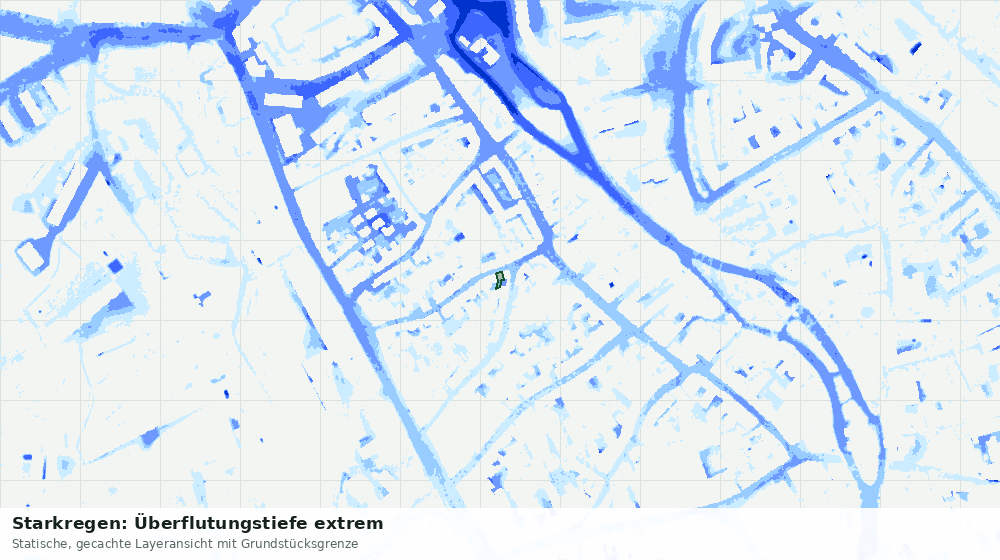 Statische Kartenansicht: Starkregen: Überflutungstiefe extrem