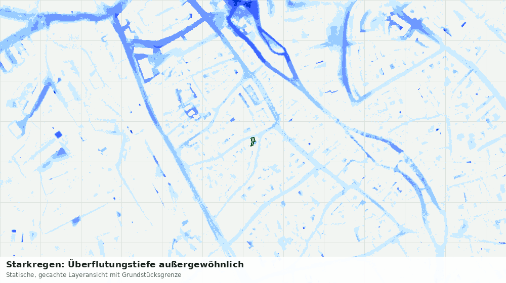 Statische Kartenansicht: Starkregen: Überflutungstiefe außergewöhnlich