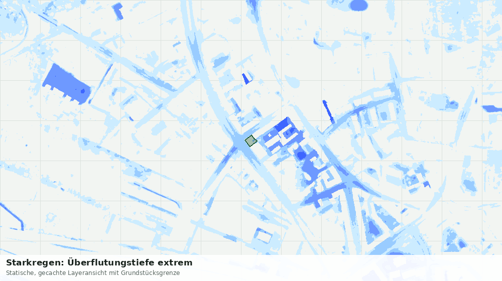 Statische Kartenansicht: Starkregen: Überflutungstiefe extrem