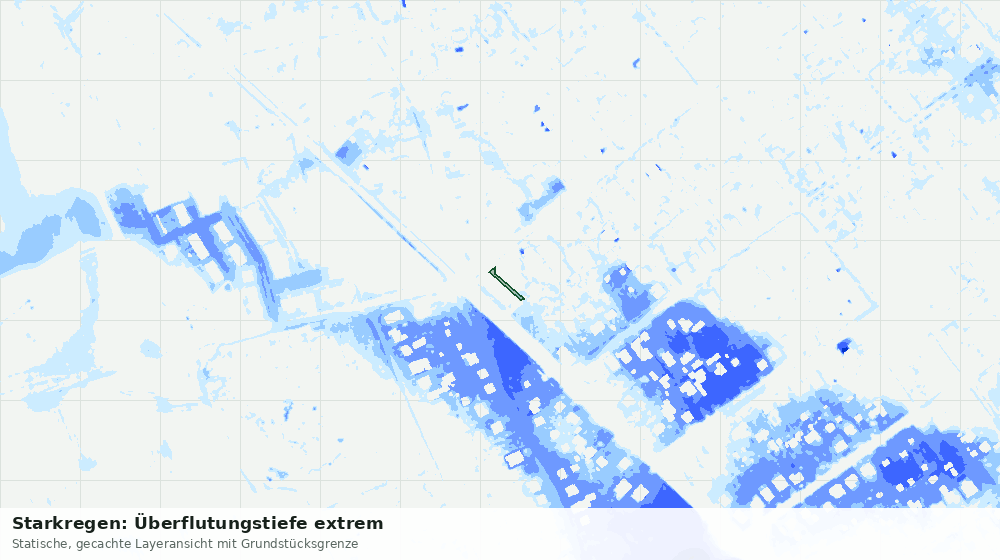 Statische Kartenansicht: Starkregen: Überflutungstiefe extrem