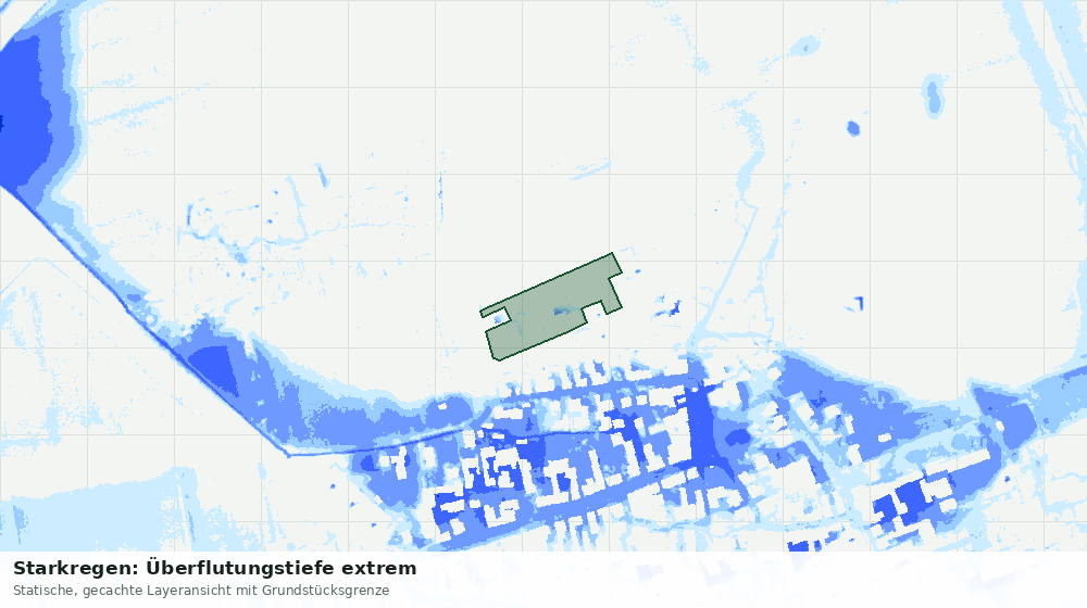 Statische Kartenansicht: Starkregen: Überflutungstiefe extrem