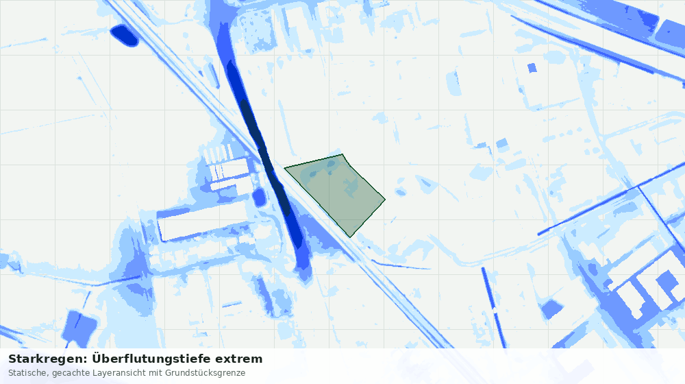 Statische Kartenansicht: Starkregen: Überflutungstiefe extrem