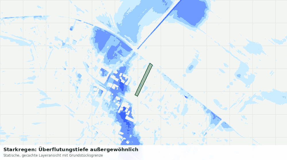 Statische Kartenansicht: Starkregen: Überflutungstiefe außergewöhnlich