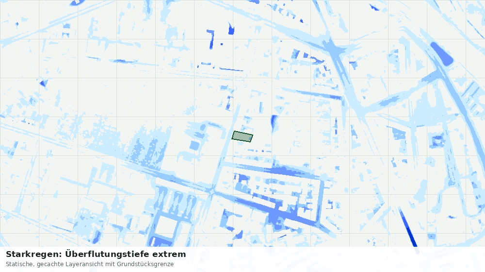 Statische Kartenansicht: Starkregen: Überflutungstiefe extrem