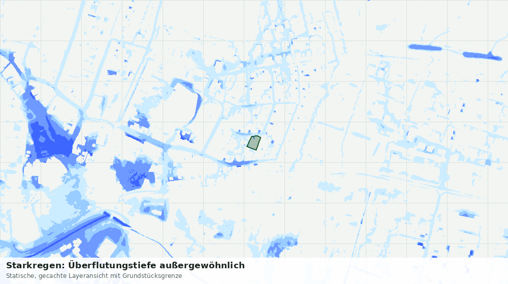 Statische Kartenansicht: Starkregen: Überflutungstiefe außergewöhnlich