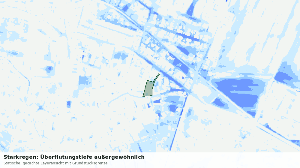 Statische Kartenansicht: Starkregen: Überflutungstiefe außergewöhnlich