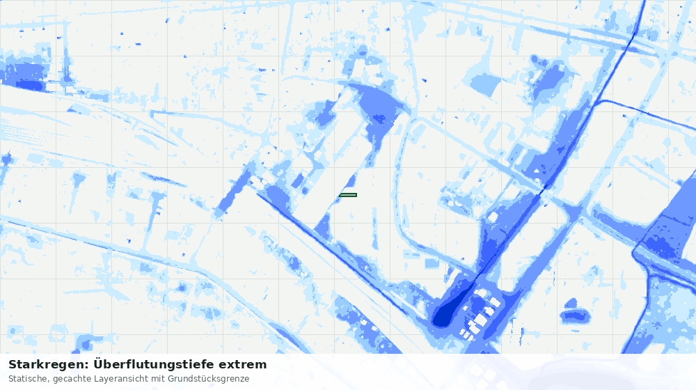 Statische Kartenansicht: Starkregen: Überflutungstiefe extrem