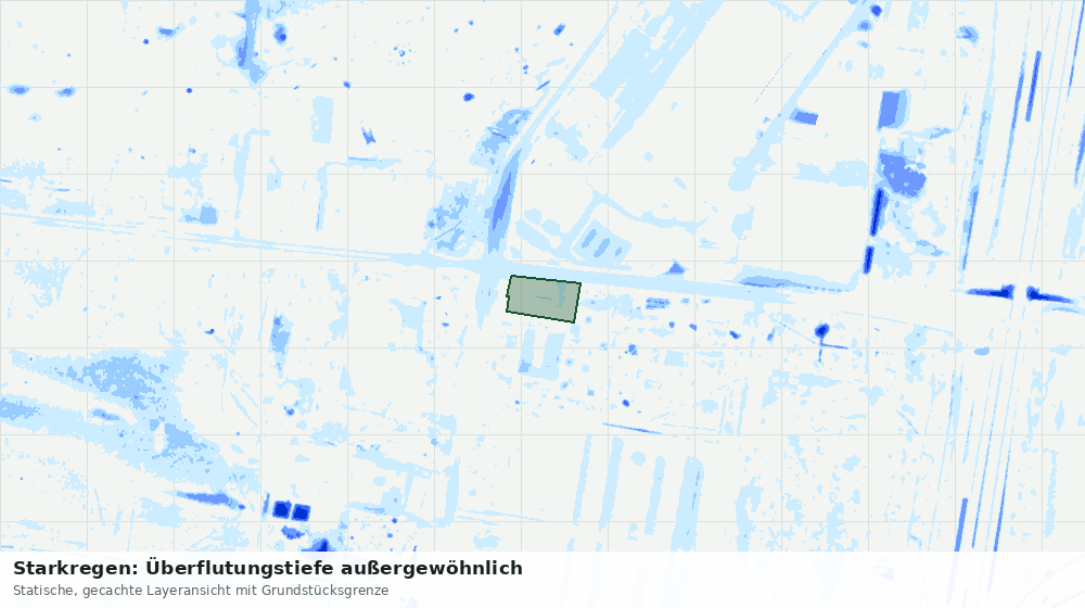 Statische Kartenansicht: Starkregen: Überflutungstiefe außergewöhnlich