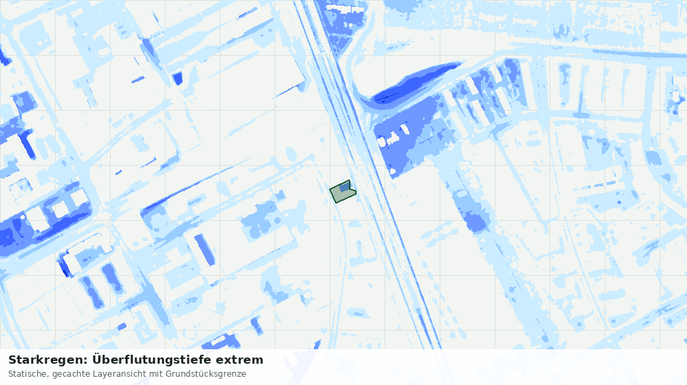 Statische Kartenansicht: Starkregen: Überflutungstiefe extrem