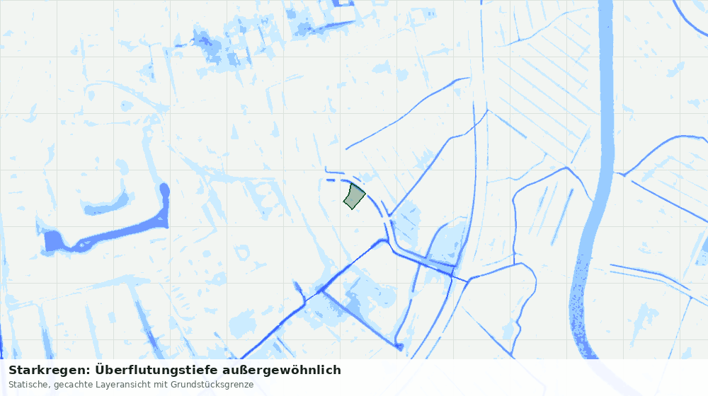 Statische Kartenansicht: Starkregen: Überflutungstiefe außergewöhnlich