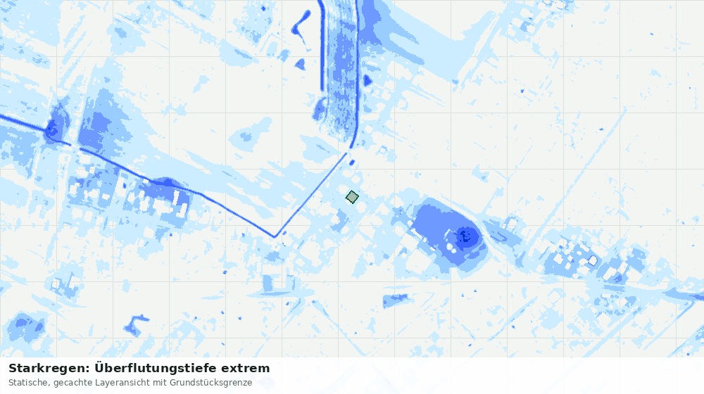 Statische Kartenansicht: Starkregen: Überflutungstiefe extrem