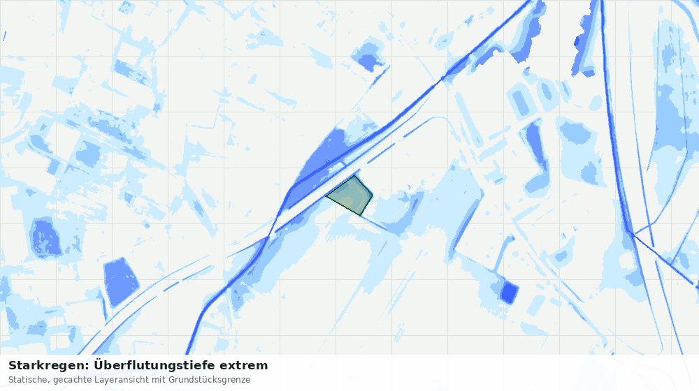 Statische Kartenansicht: Starkregen: Überflutungstiefe extrem