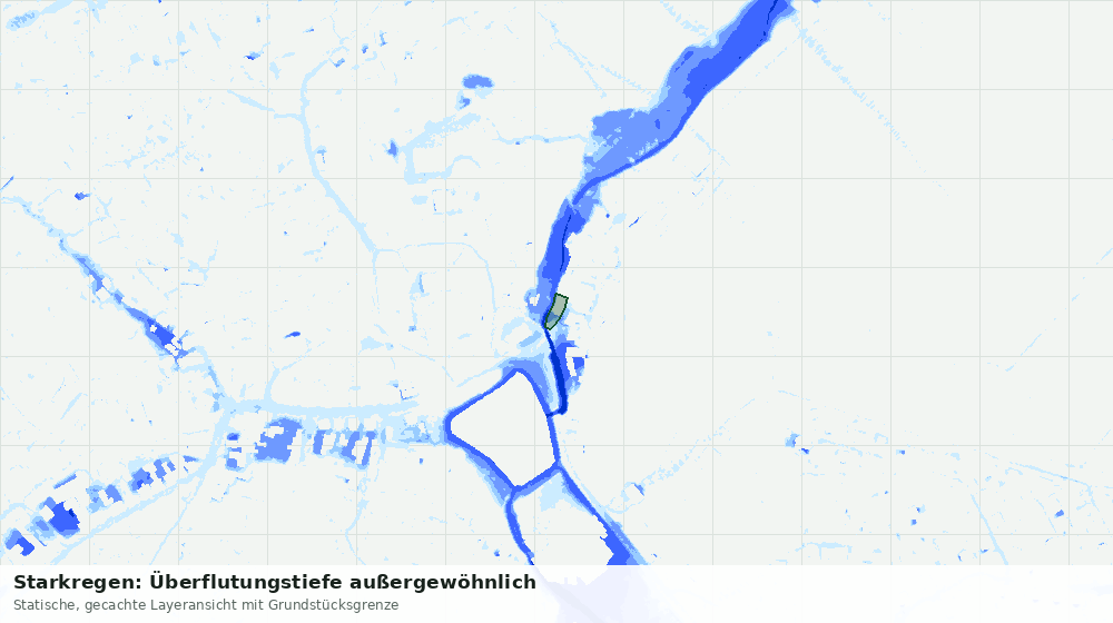 Statische Kartenansicht: Starkregen: Überflutungstiefe außergewöhnlich