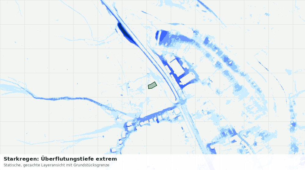 Statische Kartenansicht: Starkregen: Überflutungstiefe extrem