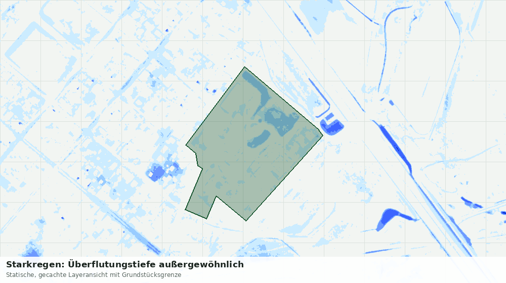 Statische Kartenansicht: Starkregen: Überflutungstiefe außergewöhnlich