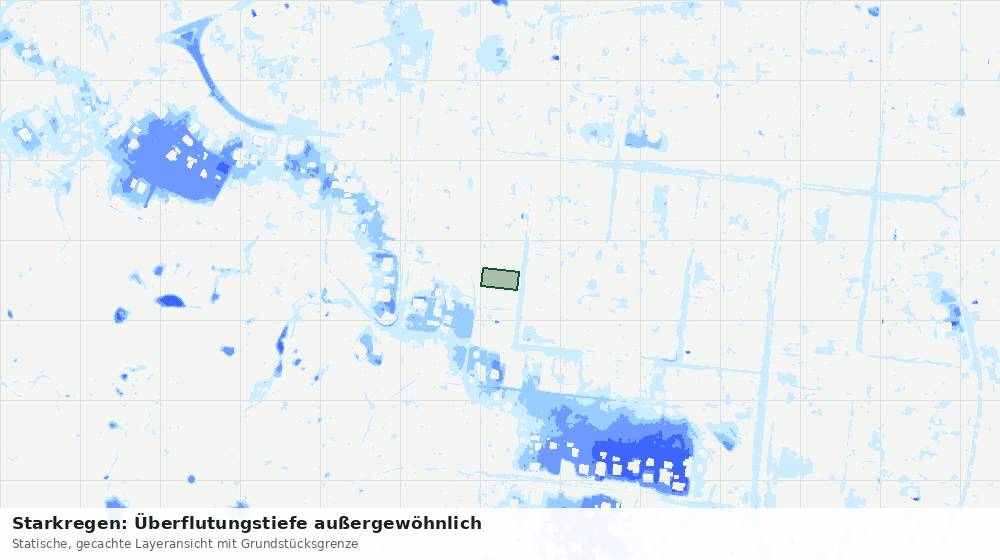 Statische Kartenansicht: Starkregen: Überflutungstiefe außergewöhnlich
