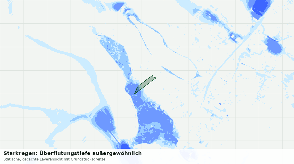 Statische Kartenansicht: Starkregen: Überflutungstiefe außergewöhnlich