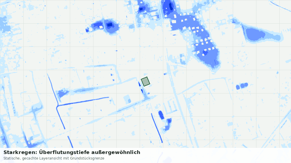 Statische Kartenansicht: Starkregen: Überflutungstiefe außergewöhnlich