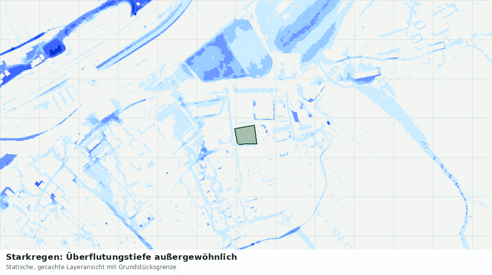 Statische Kartenansicht: Starkregen: Überflutungstiefe außergewöhnlich