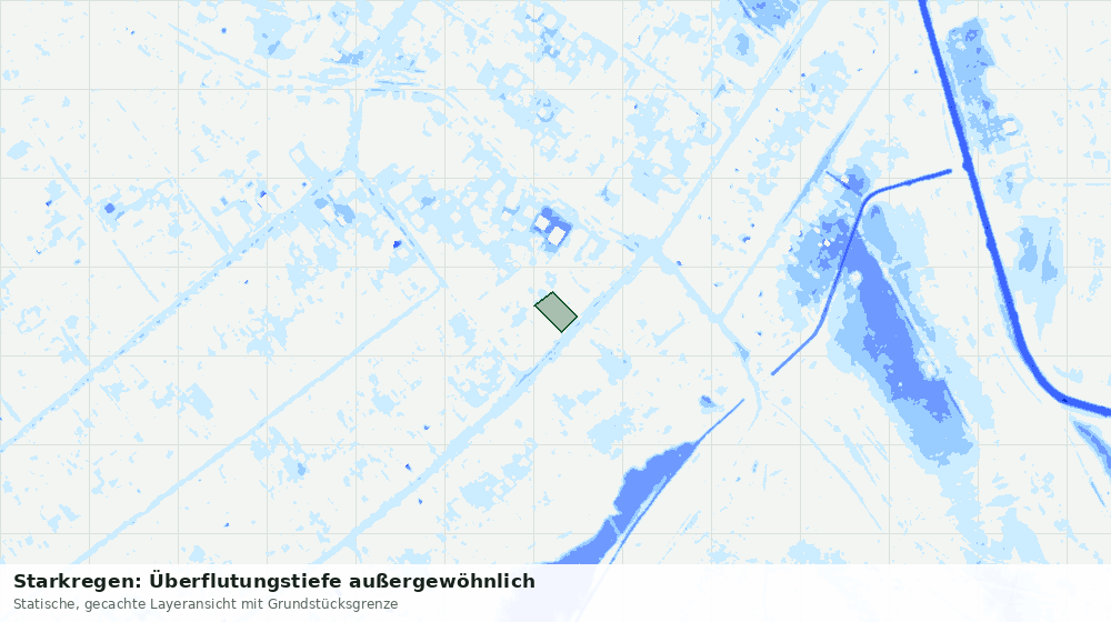 Statische Kartenansicht: Starkregen: Überflutungstiefe außergewöhnlich