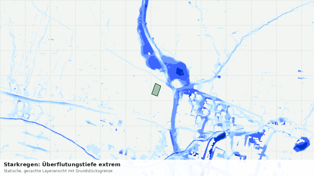 Statische Kartenansicht: Starkregen: Überflutungstiefe extrem
