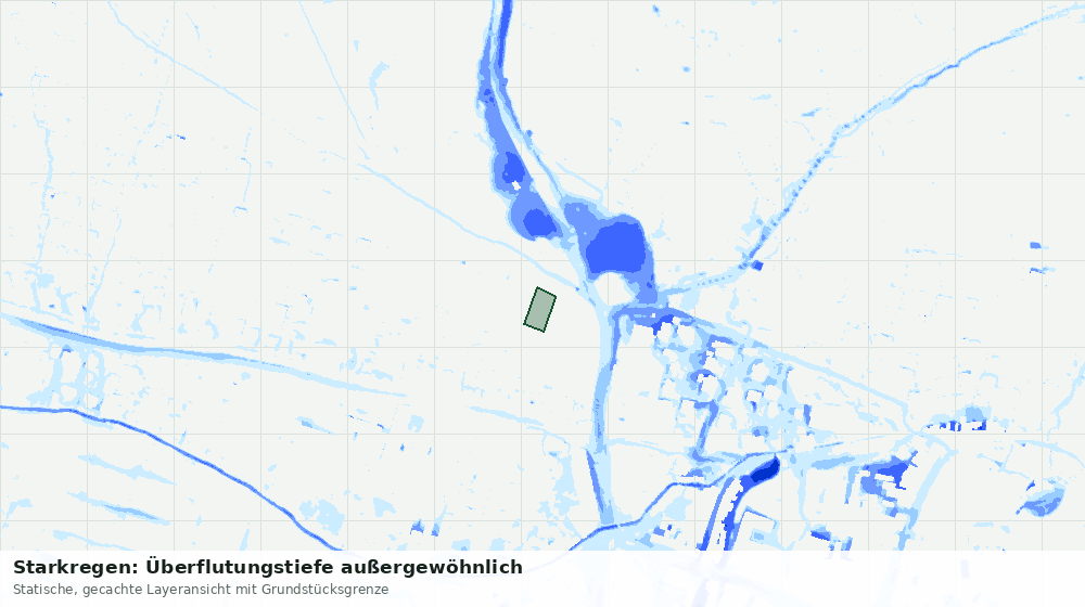 Statische Kartenansicht: Starkregen: Überflutungstiefe außergewöhnlich