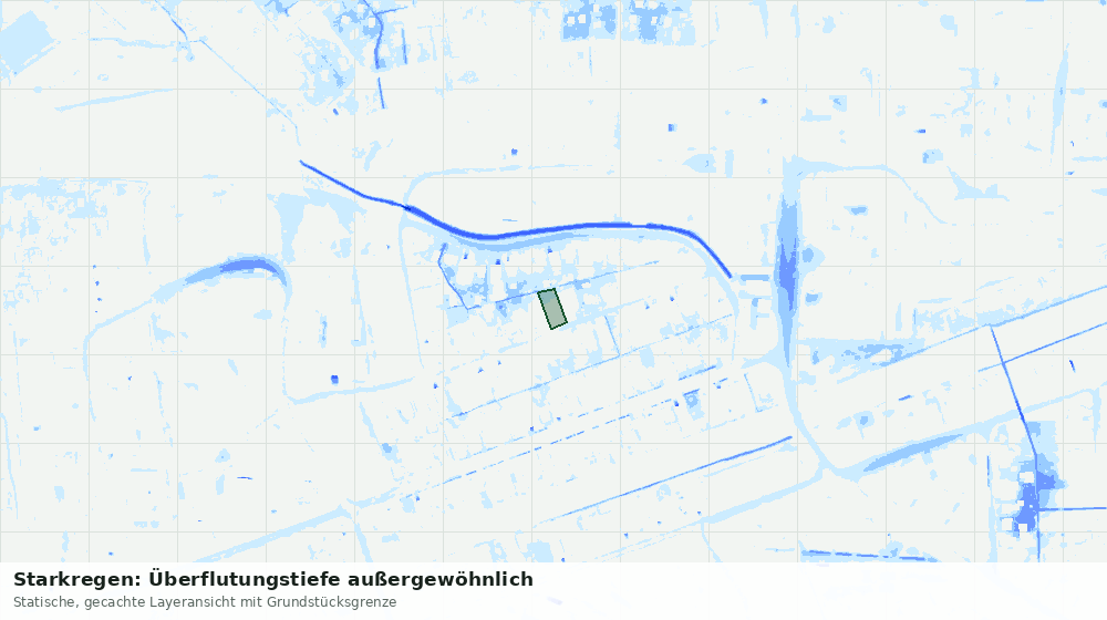 Statische Kartenansicht: Starkregen: Überflutungstiefe außergewöhnlich