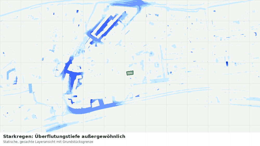 Statische Kartenansicht: Starkregen: Überflutungstiefe außergewöhnlich