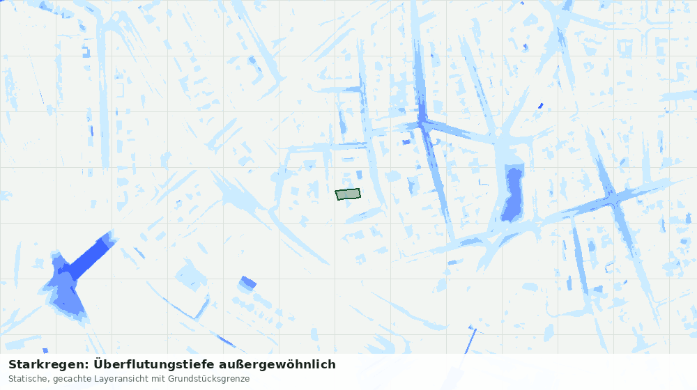 Statische Kartenansicht: Starkregen: Überflutungstiefe außergewöhnlich
